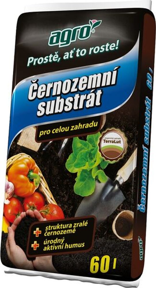 AGRO Černozemní substrát pro celou zahradu 60 l AGRO Černozemní substrát pro celou zahradu je speiální substrát kypré a vláčné struktury