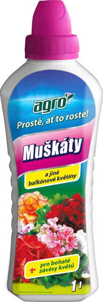 AGRO Liquid Fertiliser for Geraniums 1 L AGRO GERANIUMS AND OTHER BALCONY FLOWERS is a liquid fertiliser suitable for pelargoniums