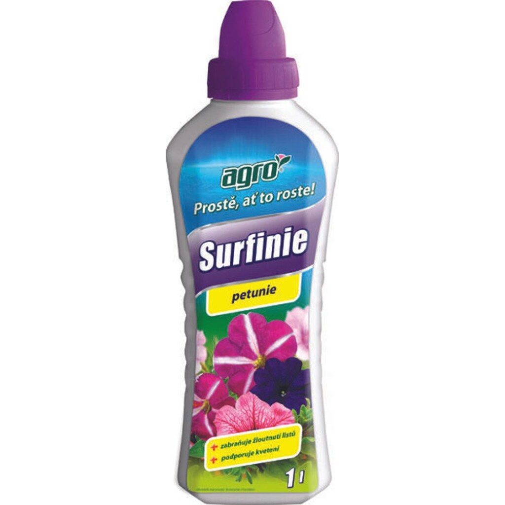 Agro SURFINIA is a mineral liquid fertiliser supporting balanced nutrition for surfinias and petunias.