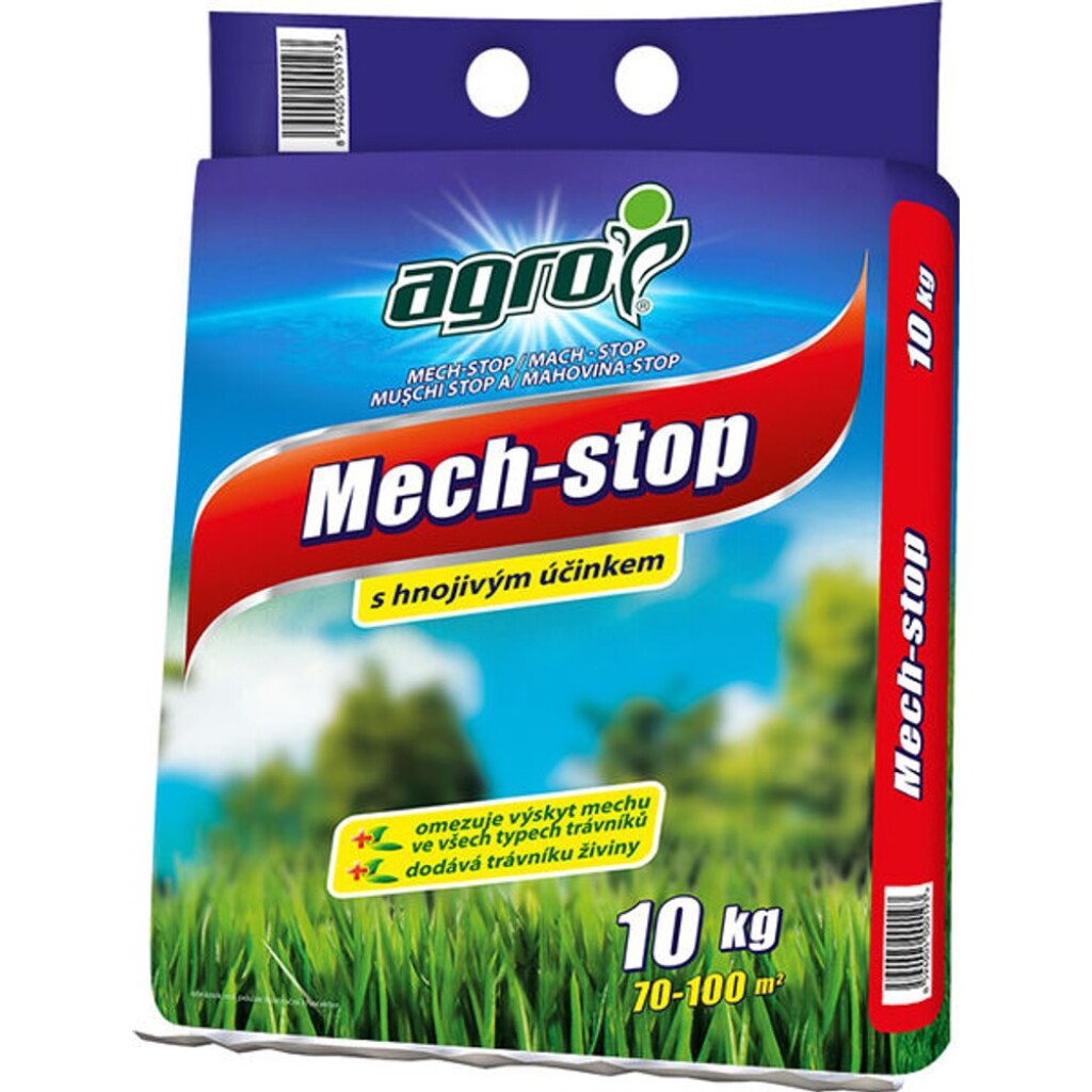 AGRO Mech-stop is a highly effective moss killer for lawns with fertilising effect.