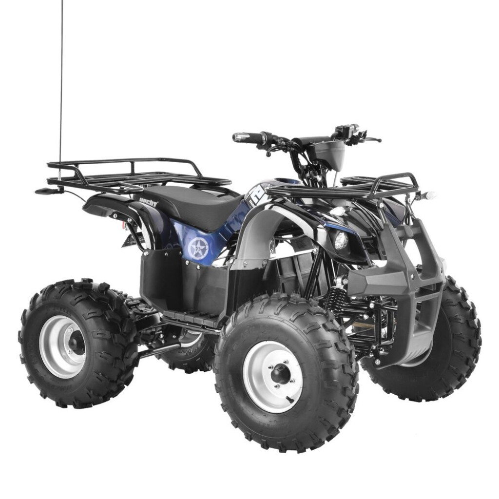 Accu ATV with metal frame. Engine 1200W. Speed up to 70 km / h. Battery 60V / 20Ah. Maximum weight capacity: 120 kg. The calculated range is up to 42 km (battery fully charged). Dimensions (L x W x H): 145 x 102 x 96 cm.
