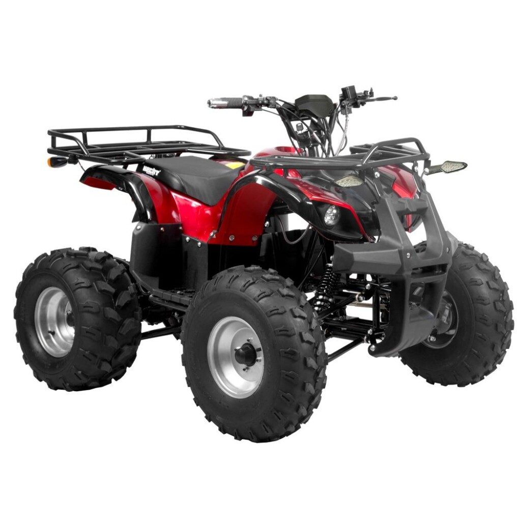 Accu ATV with metal frame. Engine 1200W. Speed up to 70 km / h. Battery 60V / 20Ah. Maximum weight capacity: 120 kg. The calculated range is up to 42 km (battery fully charged). Dimensions (L x W x H): 145 x 102 x 96 cm.