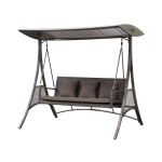 <p>Garden bench swing with steel structure. Load capacity 240 kg. Dimensions: 210 x 129 x 195 Robust three-seater garden bench with a roof