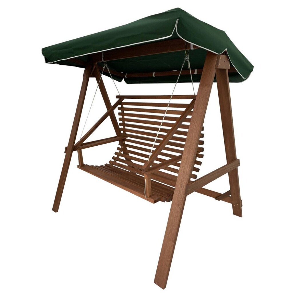 Garden rocking bench with a roof