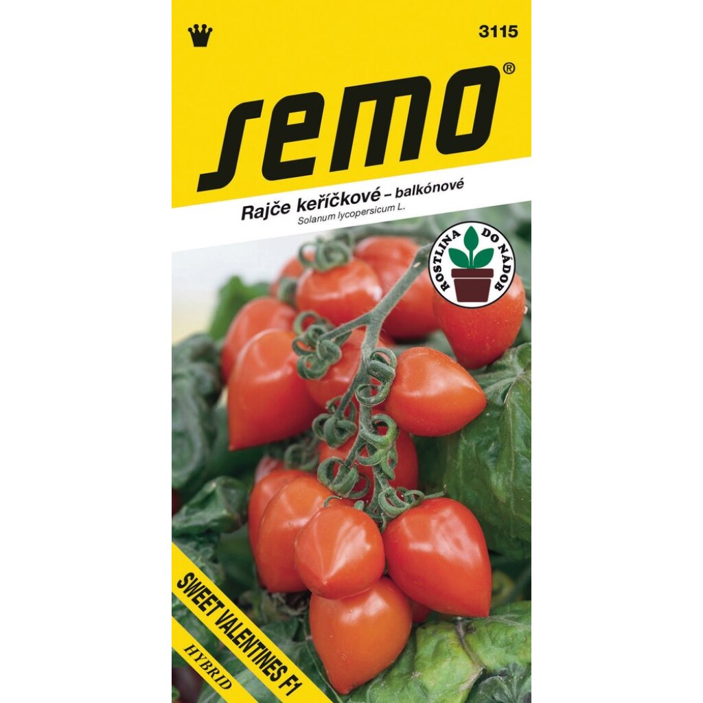 A variety with very compact to cascading growth habit with abundant yield of small tomatoes.