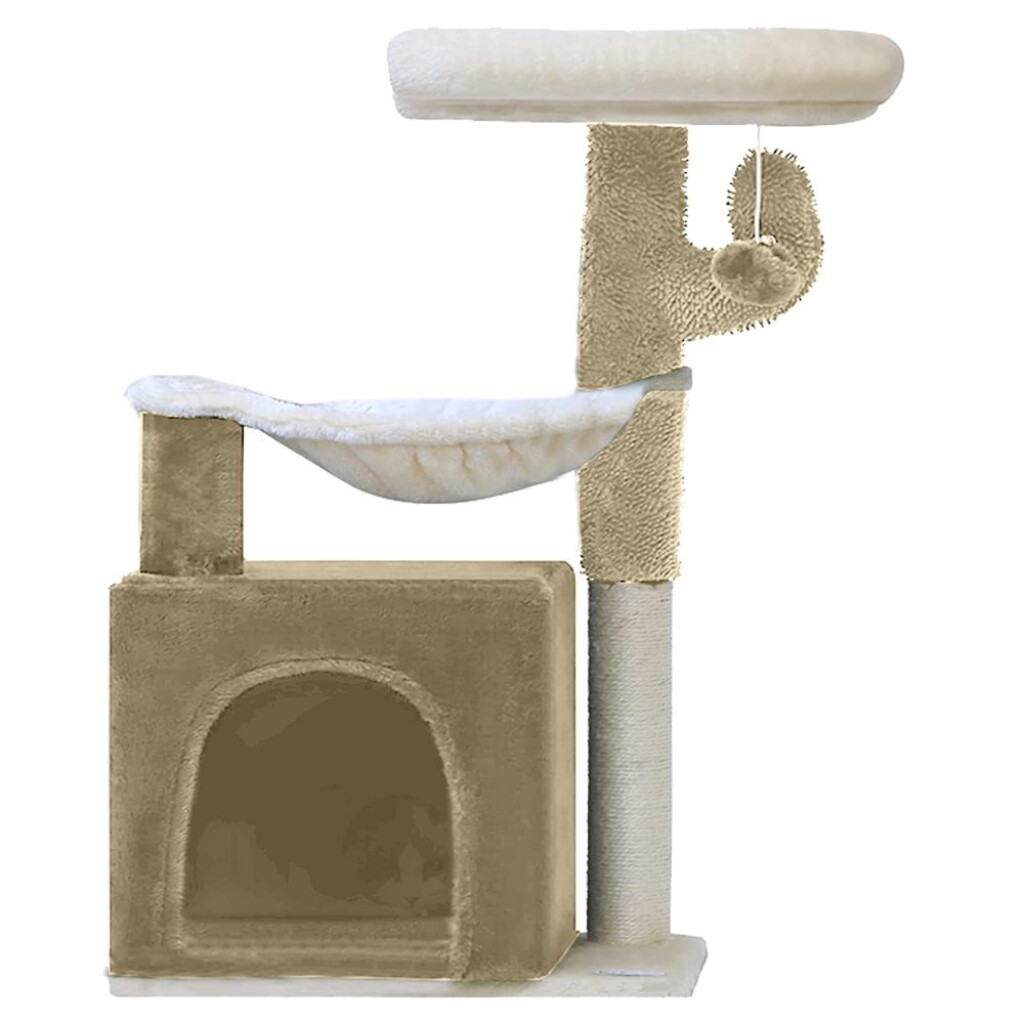 Multi-level scratching post with bed and sisal posts. Height 75 cm.