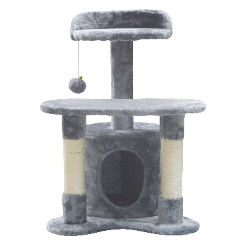 Compact scratching post with climbing levels and toy. Height 65 cm.