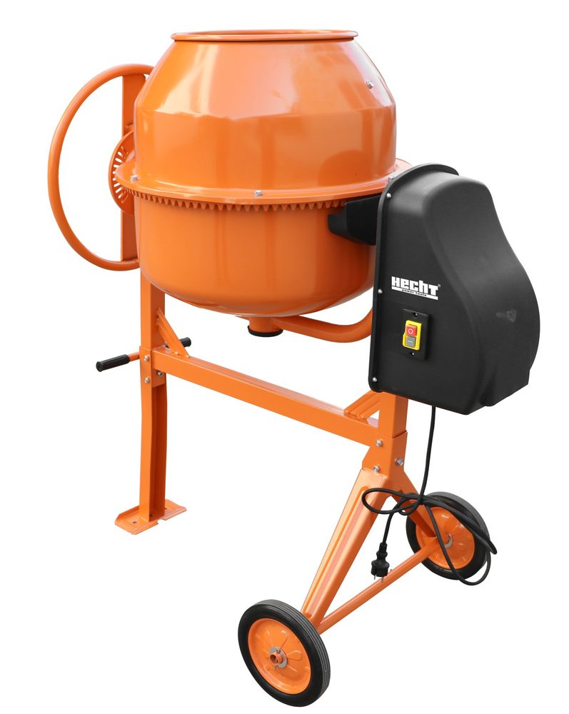 Construction mixer - HECHT 2185 Construction mixer. Power input 850 W. Volume 180 Litres. Rubber wheels. Weight 55
