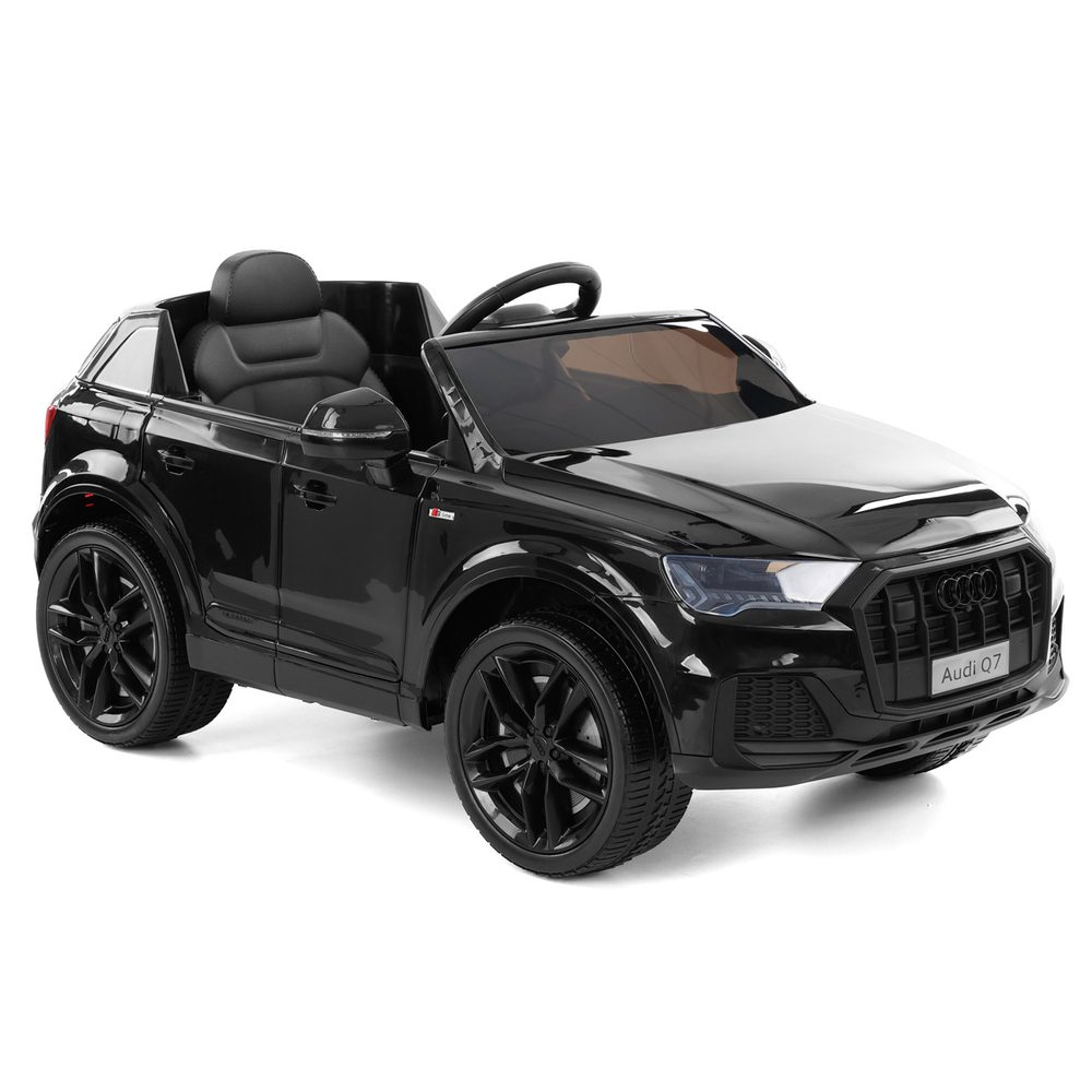 Cordless car - AUDI Q7 BLACK Children's electric car Audi Q7 with 12 V / 10 Ah battery and two 35 W motors. It offers a speed of 3-5 km/h