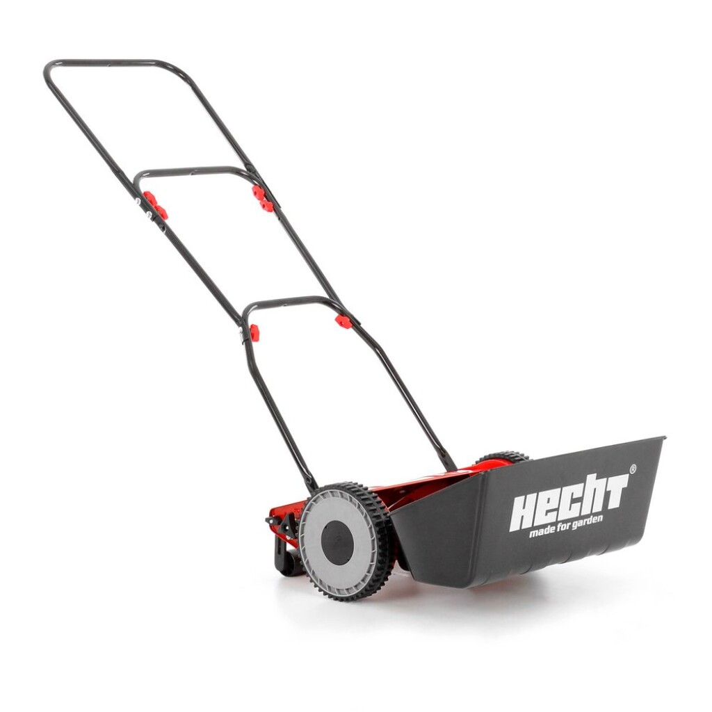 Manual lawn mower. Height of cut 10-36 mm. Grass box capacity 15 litres. 30 cm width of cut. Weight 7