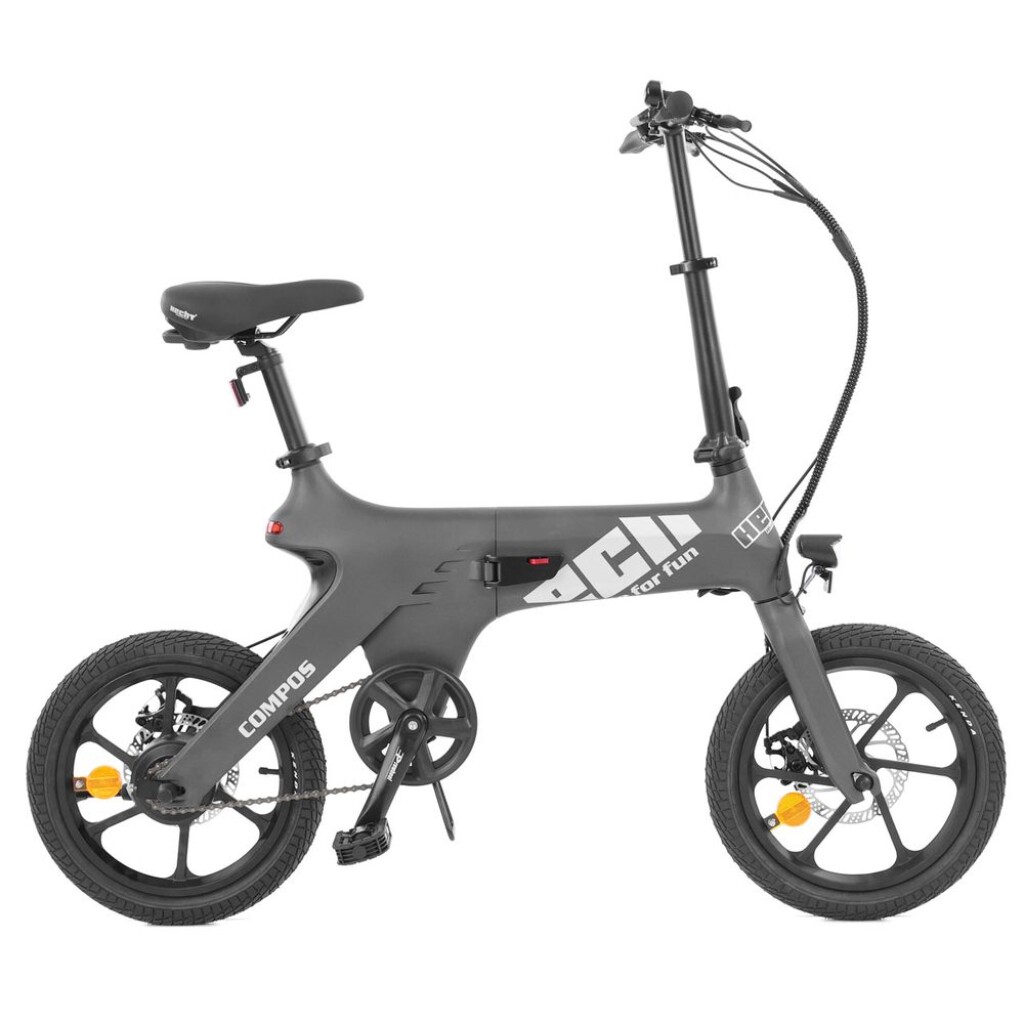 Folding electric bike with 36 V / 10.4 Ah / 375 Wh battery. 250 W motor
