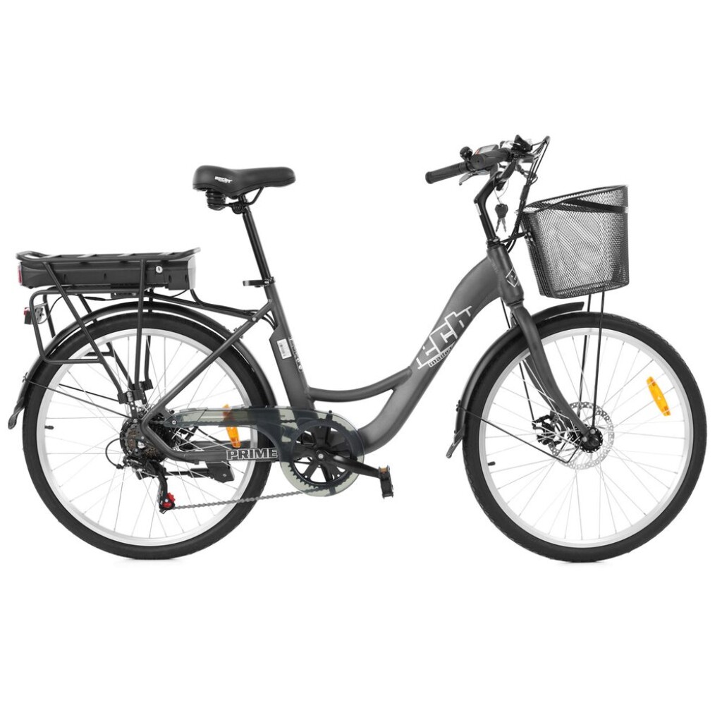 Urban electric bike HECHT PRIME. Li-ion battery 36 V / 11.6 Ah / 418 Wh. 250 W motor. 26" wheels