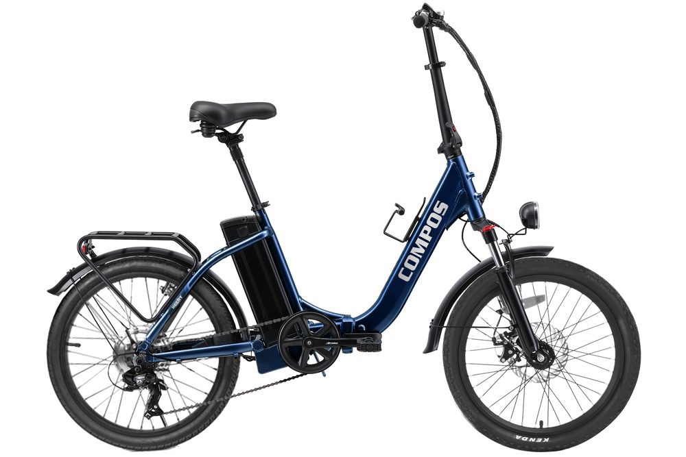 Electric bike - HECHT COMPOS BLUE Folding electric bike with 36 V / 10 Ah / 360 Wh battery. 250 W motor