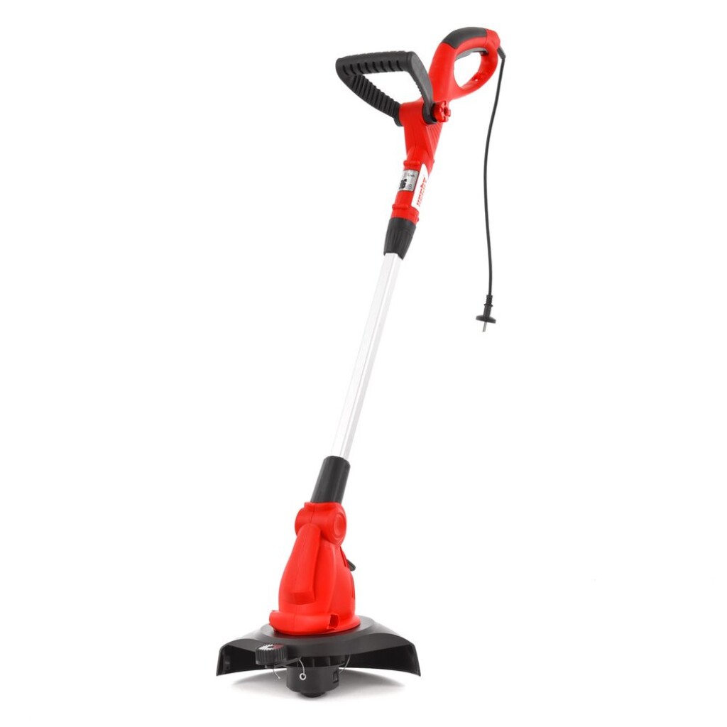 Electric powered grass trimer with telescopic handle and ajdustable cutting head angle. Power input 550 W. Working width 30 cm. Weight 2