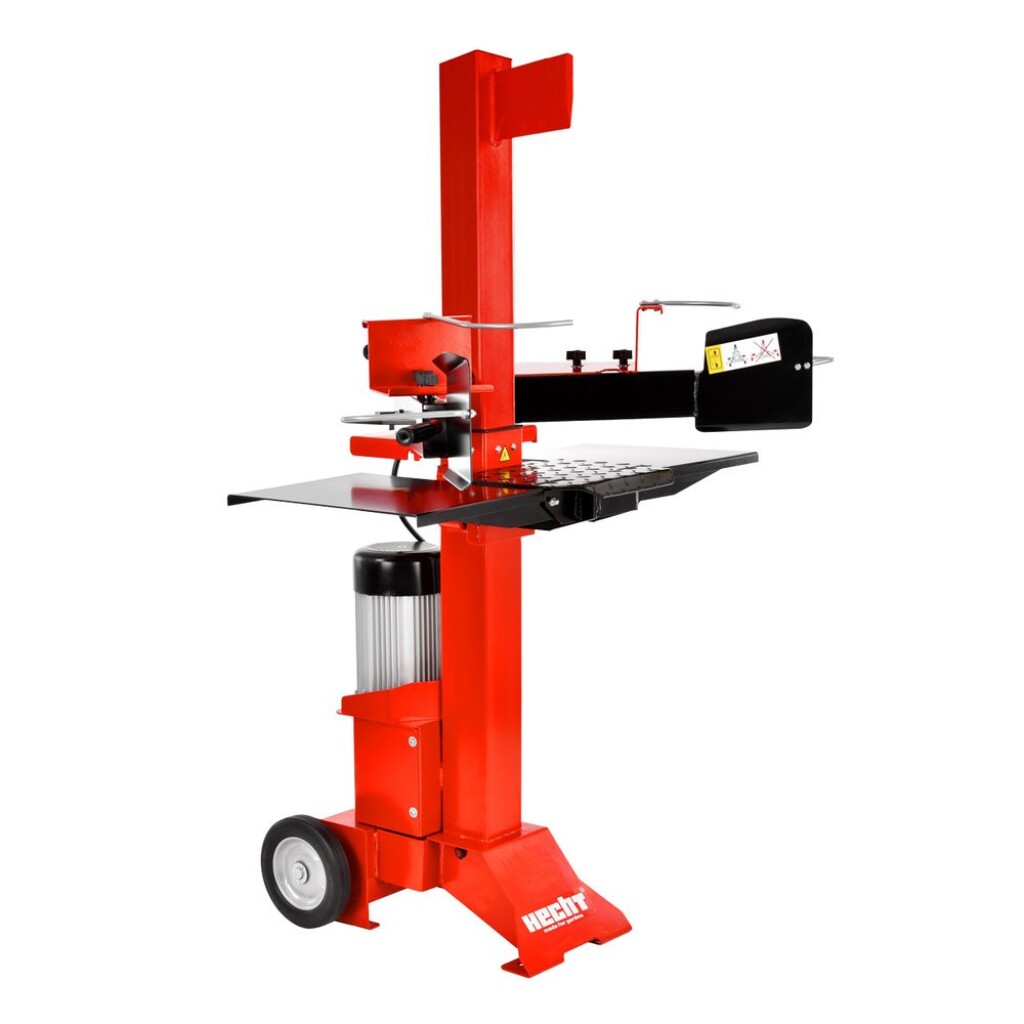 Electric vertical wood splitter. Power input 3000 W. Log length up to 55 cm. Log diameter up to 30 cm. Splitting pressure 7 tons. Weight 98 kg.