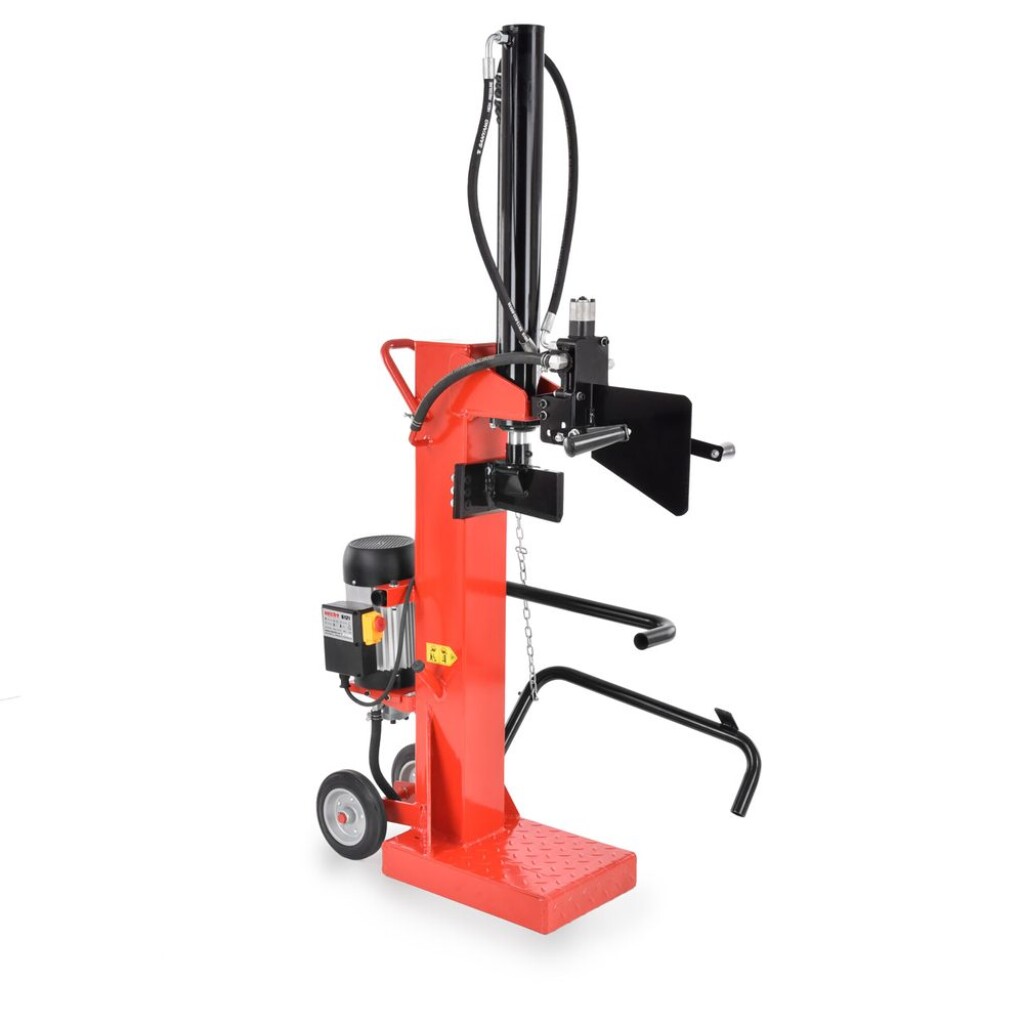 Electric vertical log splitter. Power input 3000 W. Wood length up to 70 cm. Wood diameter up to 35 cm. Splitting pressure 12 tons. 230 V / 50 Hz. Weight 98 kg.