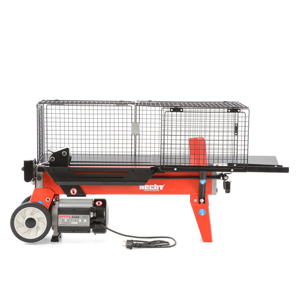 Electric log splitter - HECHT 6500 Horizontal log splitter. Power input 2200 W. Log diameter up to 250 mm. Length of the log 520 mm. Splitting pressure 5 tons.