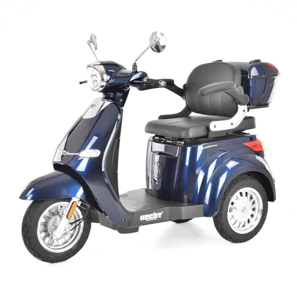 Electric mobility scooter for the elderly and people with reduced mobility. El. motor 800 W. Battery 60 V / 20 Ah. Max. speed 25 km/h. Range up to 60 km.