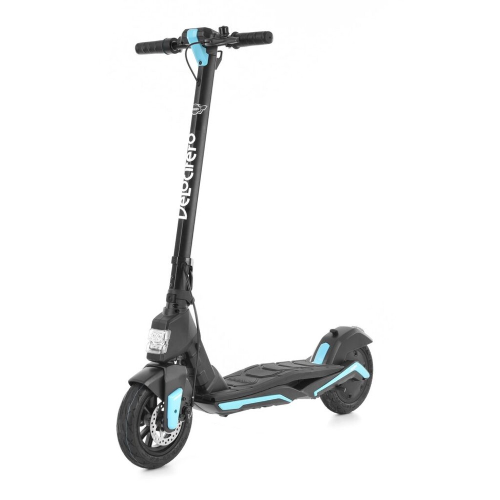 E-scooter with range up to 30 km. Maximum speed of 25 km/h. The maximum load capacity of the scooter is 100 kg. The ability to pair with apps on Android/iOS smartphones. Battery 36V/10Ah. 10" wheels. Front disc brake. Front LED light.