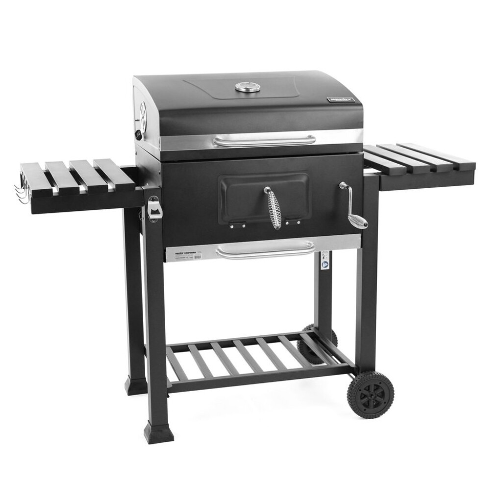 The HECHT CALIFORNIA garden charcoal grill is a robust and durable grill made of galvanized steel with a stainless steel grate. It offers ample grilling space with a spacious 61.5 × 46 cm grate. Ideal for covered garden areas.