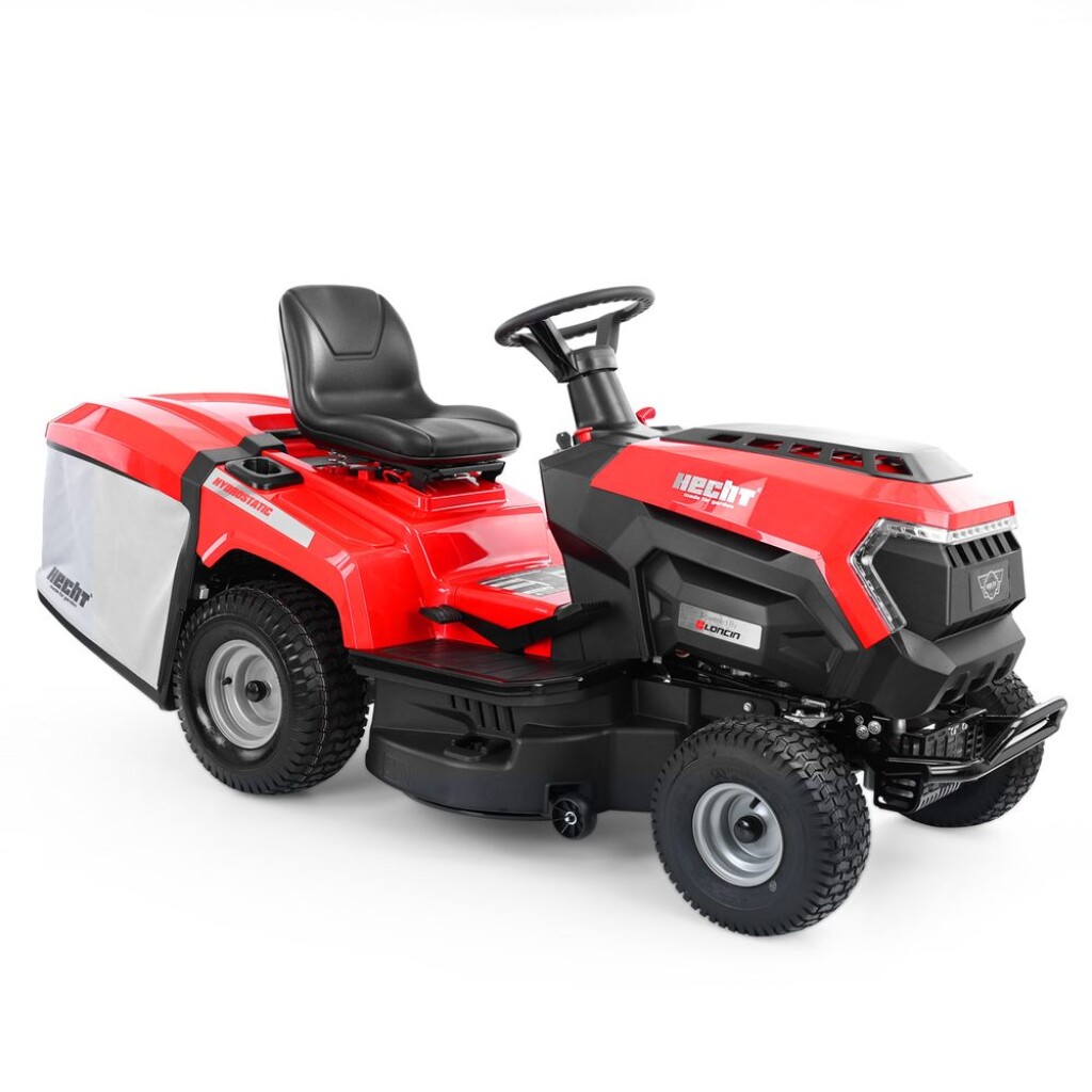Garden tractor with 98 cm working width. Loncin OHV 12.5 HP engine. 250 l collection bag. Automatic CVT transmission and electric starter. Ideal for large areas.