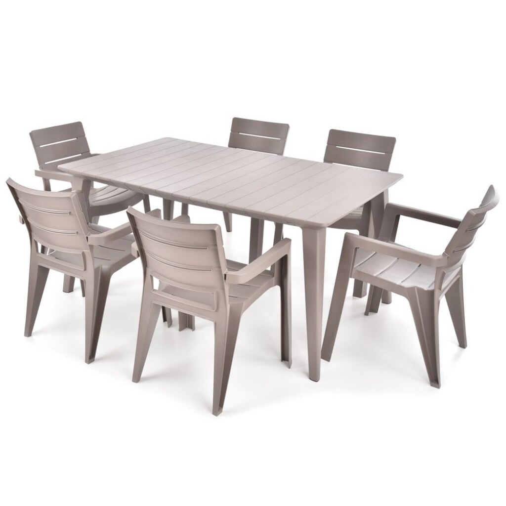 Practical set of garden furniture consisting of six chairs and table.