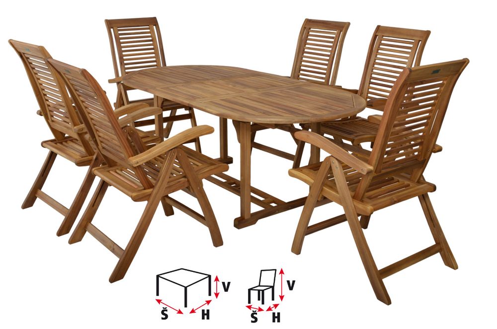 Garden furniture set - HECHT CAMBERET SET A luxurious combination set of six armchairs and a table in acacia hardwood.
