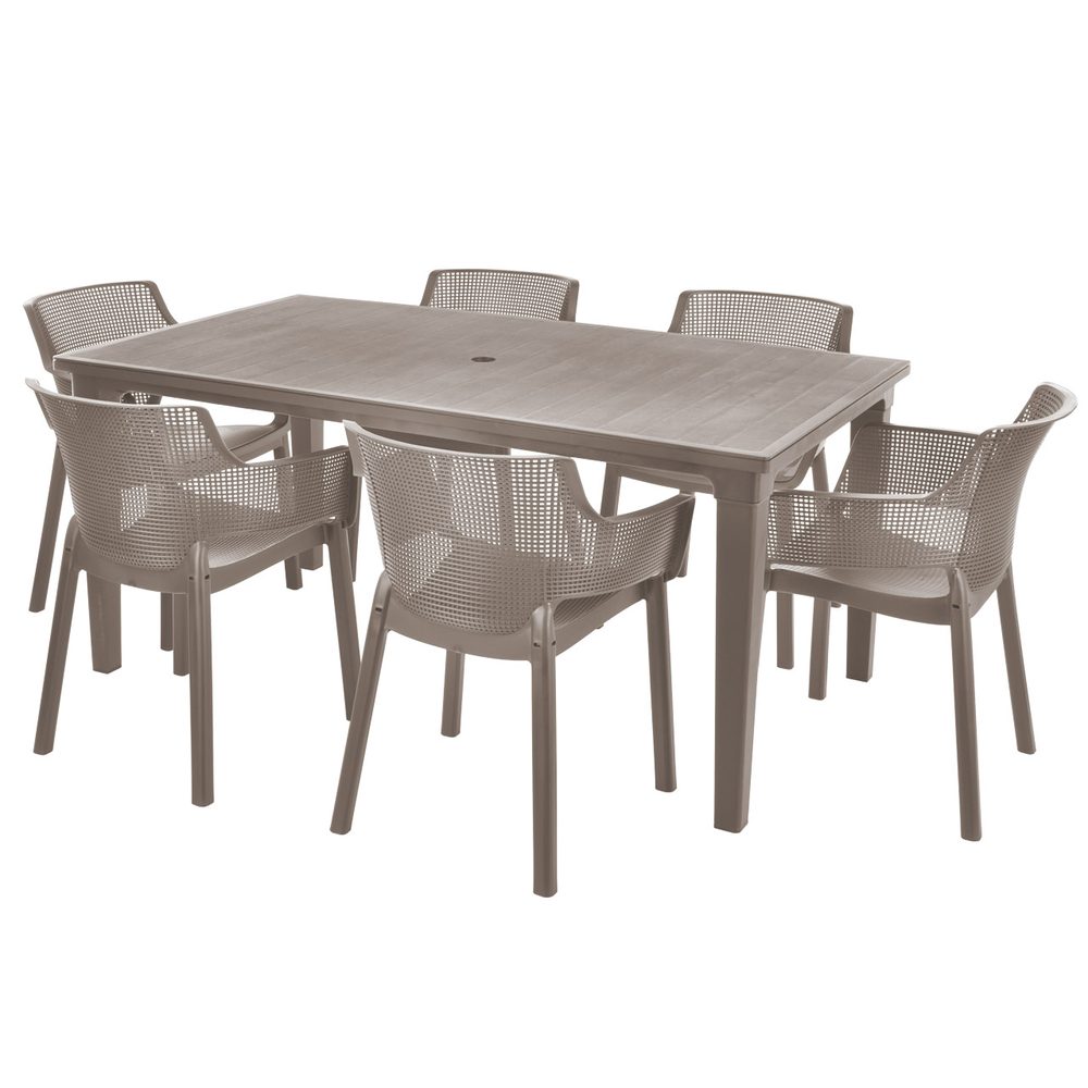 Garden furniture set - HECHT ELISA BEIGE 6 Practical garden furniture set consisting of six chairs and one table.