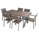 <p>Luxurious set of six chairs and one table made of aluminium profiles with comaxite finish. The surface of the table