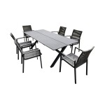 <p>Luxurious set of six chairs and one table made of aluminum profiles with Komaxit finish. The surface of the table is made of highly durable polypropylene. Suitable for exteriors and interiors.</p>