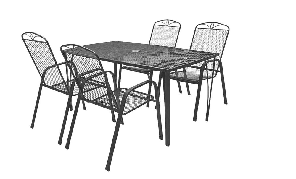 Garden furniture set - HECHT NAVASSA 4 HECHT NAVASSA SET 4 is a combined garden furniture set of chairs (stackable) and a table made of aluminium profiles. Table dimensions: L153 x W96 x H73 cm. Chair dimensions: L56 x W72 x H99