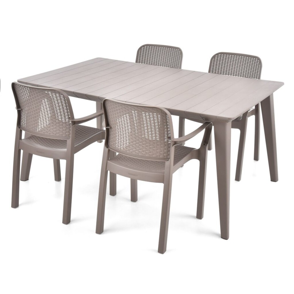 Practical garden furniture set consisting of four chairs and one table.