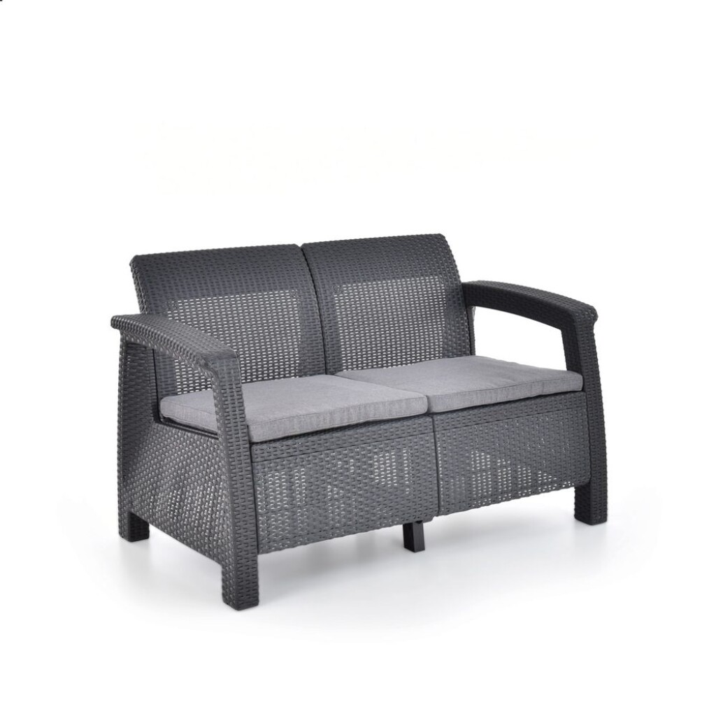 one sofa and one table made of artificial rattan. Made of highly durable polypropylene.