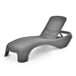 <p>Elegant garden chair with adjustable backrest. Imitation of rattan. Resistant to adverse weather conditions and UV radiation. Very easy maintenance and cleaning. Also suitable for use in humid environments. Max. weight capacity 110kg. Dimensions: L 197 x W 74 x H 36 cm. Weight 13
