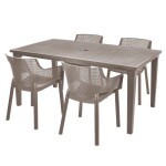 <p>Practical garden furniture set consisting of four chairs and one table.</p>