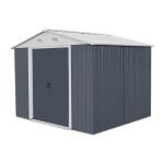 <p>Quality garden house with a durable construction in a combination of grey and dark grey. Dimensions including roof overhang are 1960 x 2580 mm.</p>