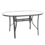 <p>Made of steel-aluminum profiles and Komaxit surface treatment. Table with tempered glass. W 141 × D 91 × H 73 cm.</p>