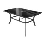 <p>Garden table for SHADOW SET Steel-aluminum construction with komaxit treatment and tempered black glass. 150 x 90 x 72 cm.</p>