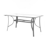 <p>Made of steel-aluminium profiles with comaxit coating. Suitable for exteriors and interiors. Suitable for use in humid environments. Table with tempered glass. W 150 × D 90 × H 73 cm.</p>