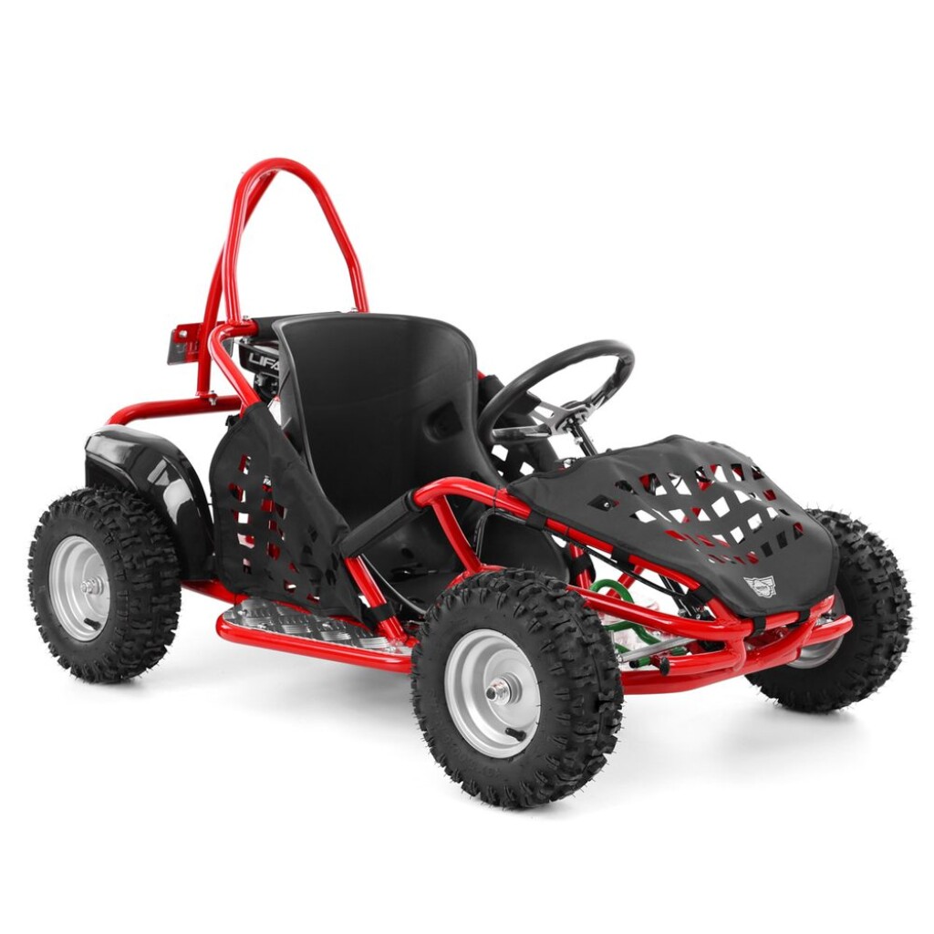 HECHT 54879 RED Gasoline Buggy with a powerful 4-stroke engine and a maximum speed of 22 km/h. Perfect for fun and adrenaline-packed rides.