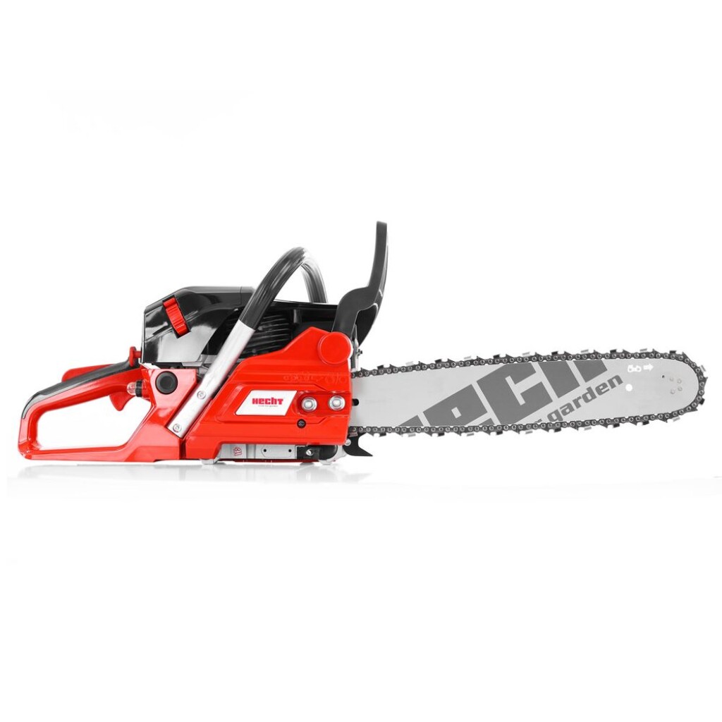 The HECHT 54 Gasoline Chainsaw with 2.4 HP and 52 cm³ volume is ideal for wood cutting in gardens and forests. With a 40 cm long bar and chain speed of 20.8 m/s