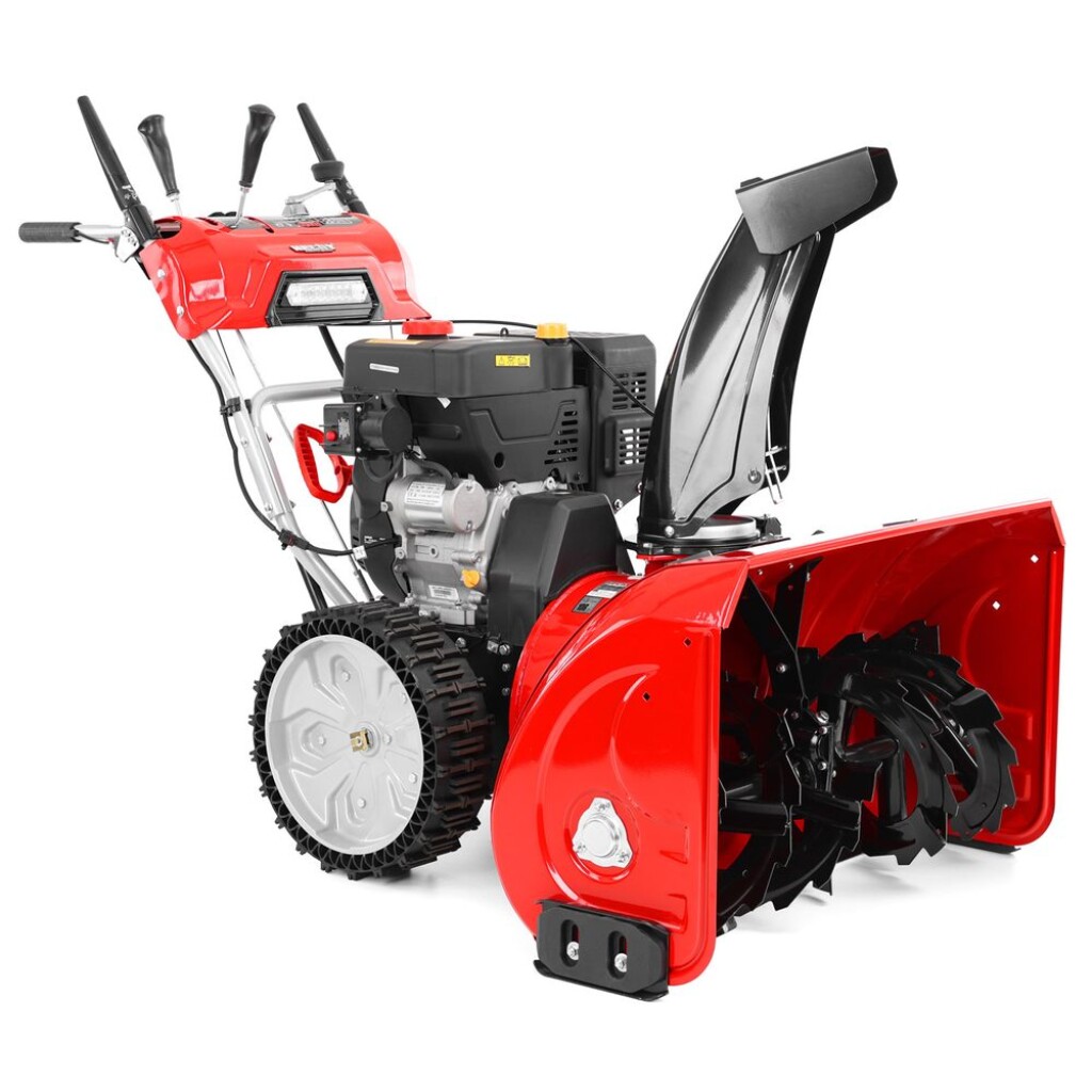 Two-stage gasoline snow blower with drive. Maintenance-free airless wheels. Hecht OHV motor