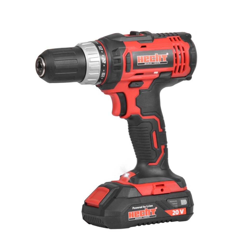 Akumulátorový vrtací šroubovák s LED světlem. 2x akumulátor Li-Ion 2 Ah / 20 V. Max. krouticí moment 35 N.m. Průměr upínání 2 – 13 mm. Akumulátory a nabíječka jsou součástí balení.