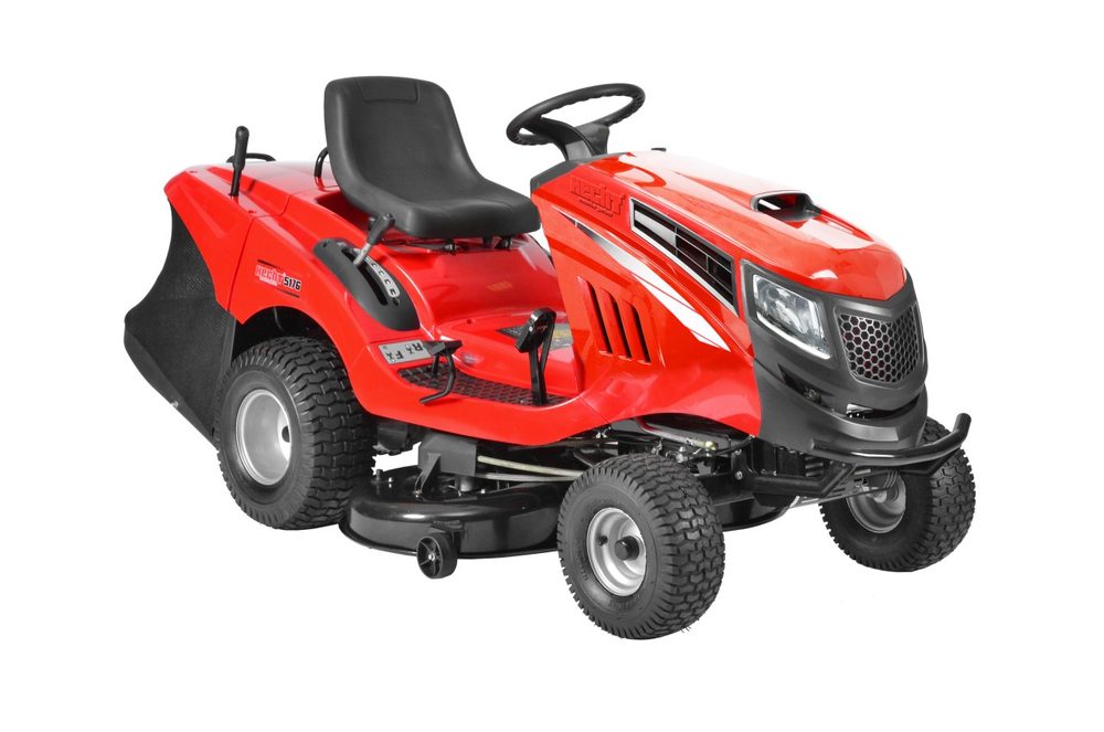 HECHT 5727 - petrol lawn tractor Garden tractor with engine BRIGGS & STRATTON INTEK OHV. Shot 112 cm. Tray 270 l. Weight 235 kg.