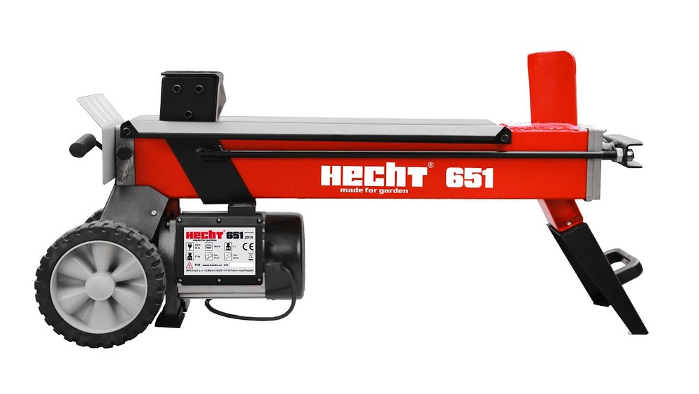 HECHT 651 - electric log splitter Electric powered wood splitter with power output of 2HP. Suitable for log with diameter 5-25cm and length of up tp 52cm. Maximal pressure 5 tons