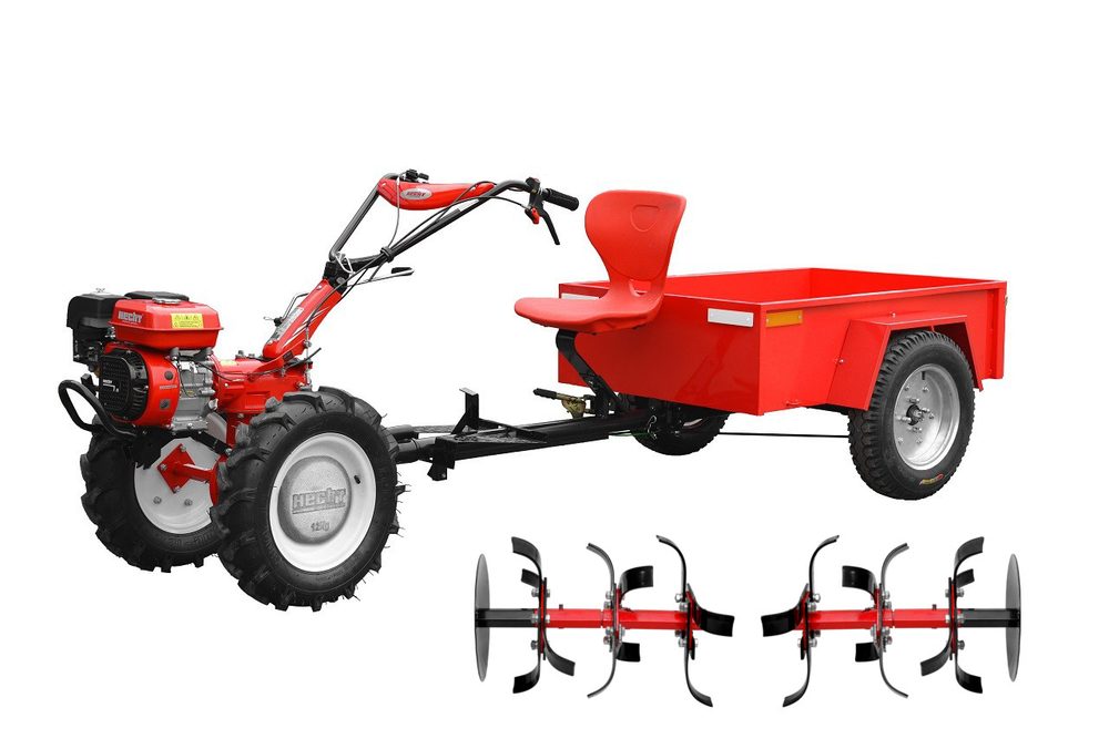HECHT 7100 SET - kultivátor s příslušenstvím Jednoosý traktor - kultivátor s obsahem motoru 208 cm3 a výkonem 7 HP. Záběr 81/104 cm. Set obsahuje HECHT 7100 + 57100 + 57101 + 007112 + 007101.