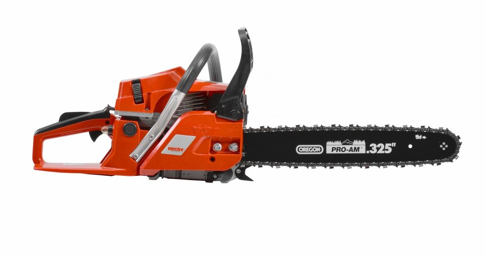 HECHT 950 - Petrol Chainsaw Petrol chainsaw with 39 cm long OREGON chain bar and equipped with 2-stroke engine with power output of 3 HP. Decompression valve