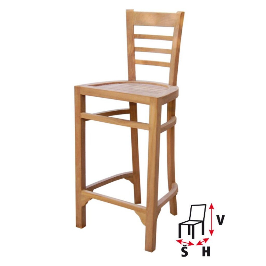 Barová židle z tropického teakového dřeva