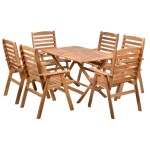 <p>Set of garden furniture -&nbsp;table and 6&nbsp;chairs. Made out of hard wood Acacia. Suitable for sheltered garden areas.</p>