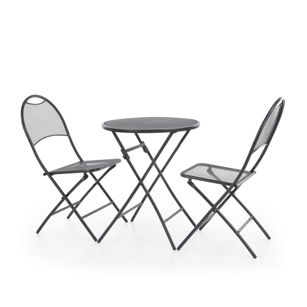 Kombinovaná sestava dvou židlí a jednoho stolu z ocelovo-hliníkových profilů a povrchovou úpravou. Vhodné pro exteriéry i interiéry. Vhodné i pro použití ve vlhkém prostředí.